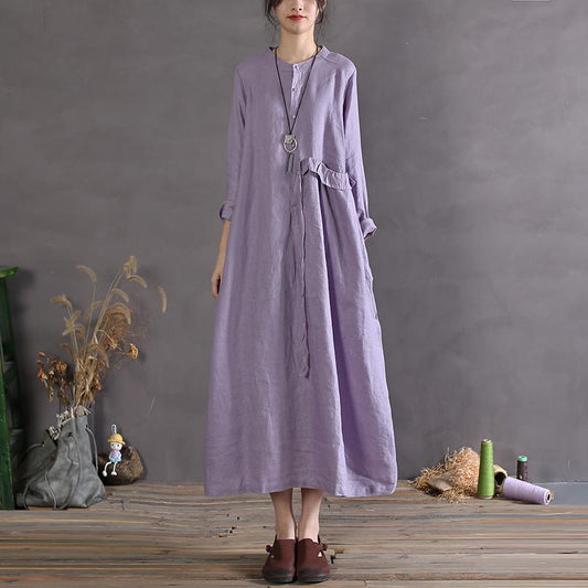 Courgette Vintage Maxi Jurk met Korte Mouwen