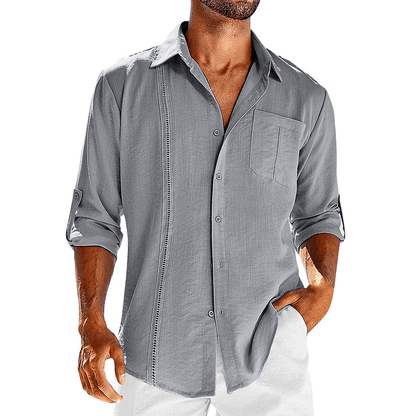 Adrien｜Relaxed fit linnen Cubaans overhemd