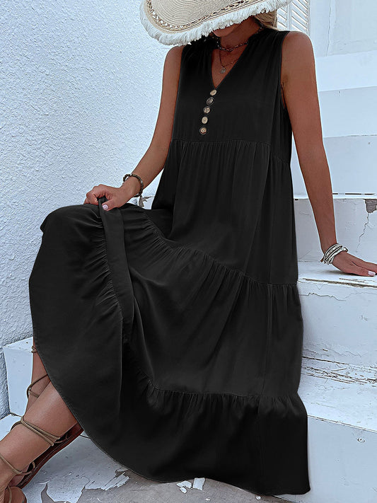 Casual effen midi-jurk voor dames zonder knopen