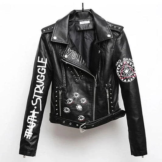 Stijlvolle vintage biker leren jas met faux voor vrouwen | Perfect voor casual dagen