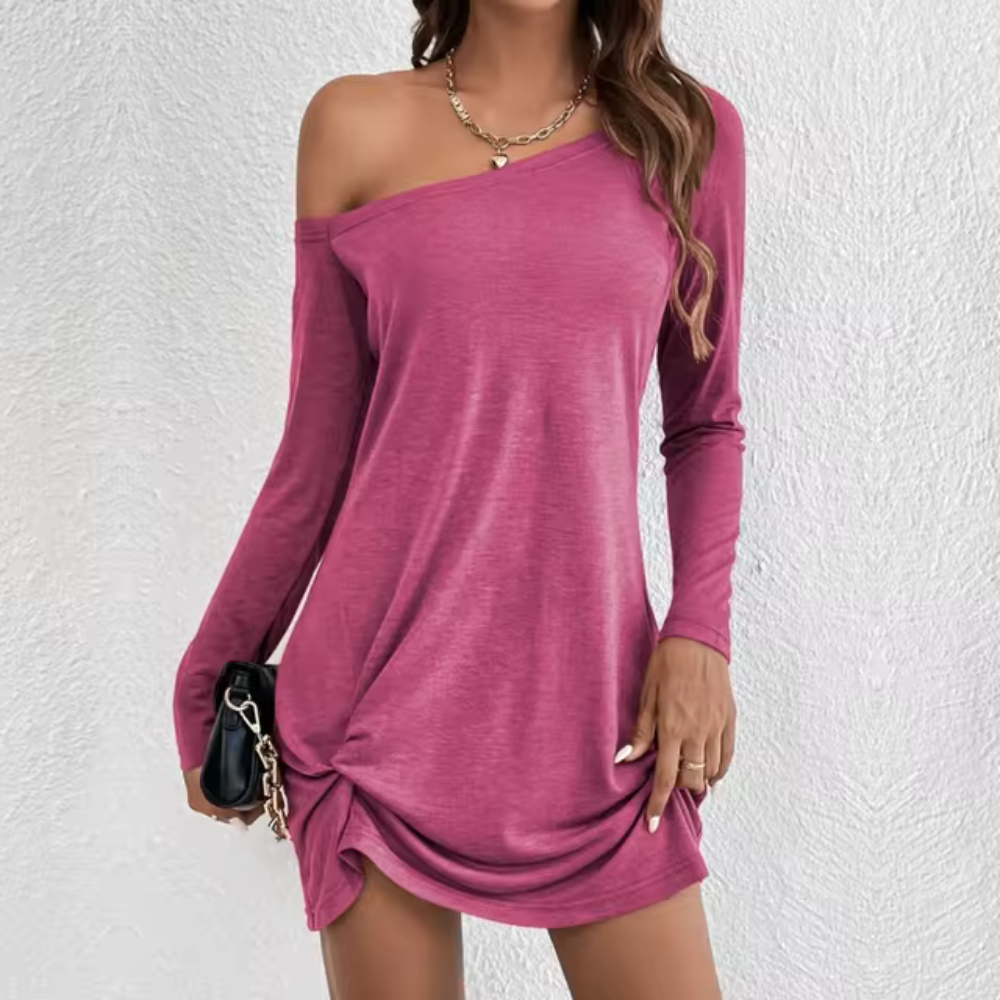 Delilah - Elegante off shoulder jurk met lange mouwen