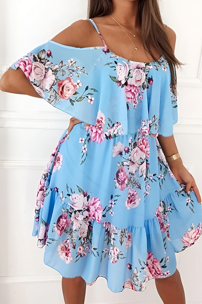 Dimity Strapless chiffon jurk met offtheshoulder print