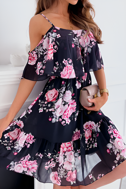 Dimity Strapless chiffon jurk met offtheshoulder print