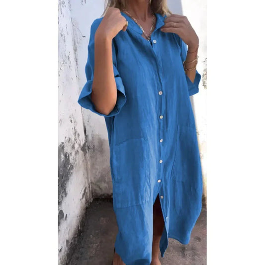 Diothel - Casual Overhemd-achtige Maxi-Jurk