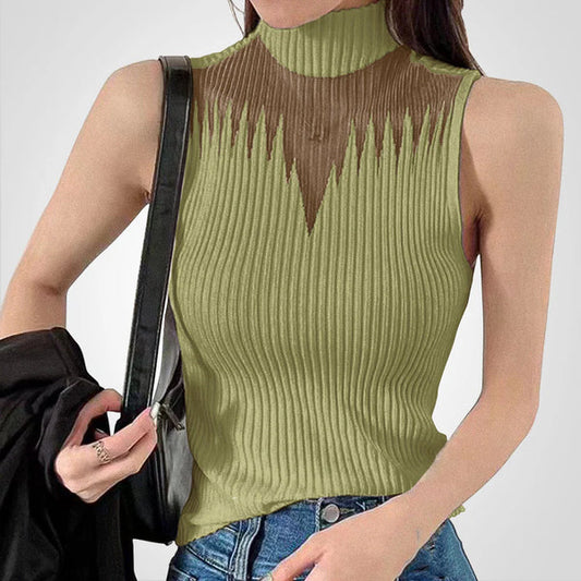 Charlotte - Sheer mesh crop top met bandjes rond de hals