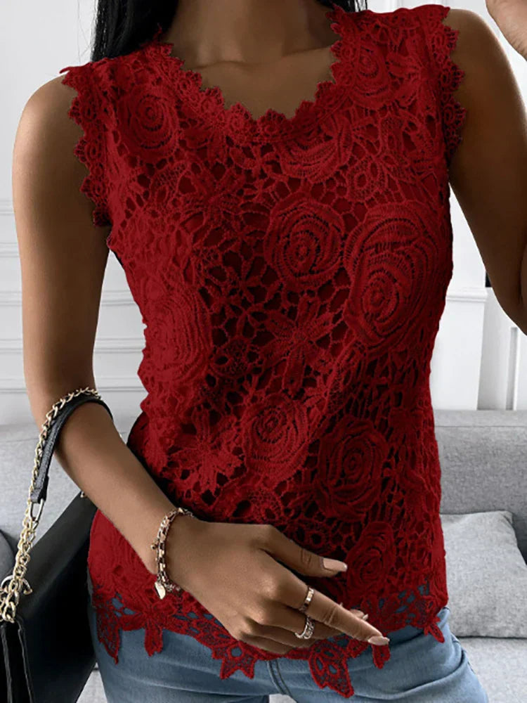 Dames vintage kanten top