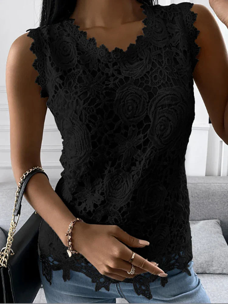 Dames vintage kanten top
