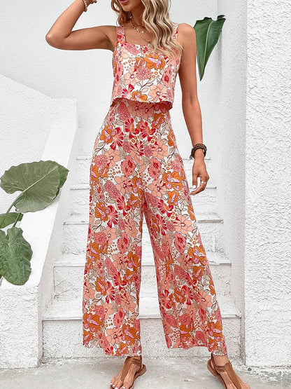 Élise - Bloemen Jumpsuit met Wijde Pijpen