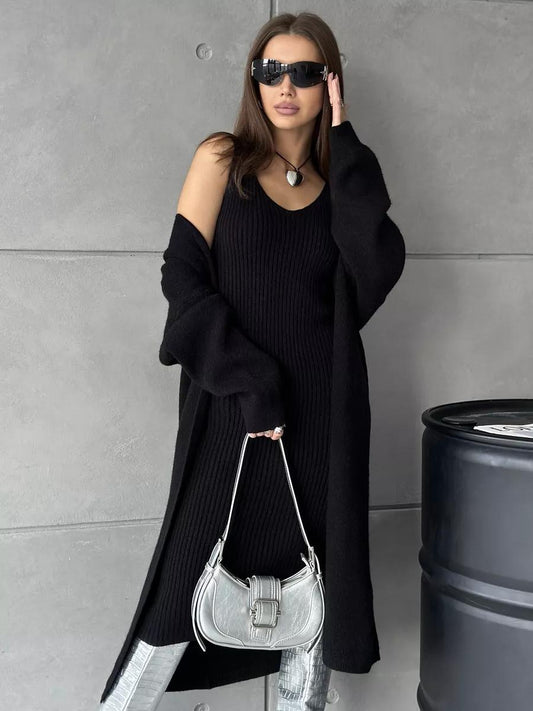 Elegante Maxi Jurk met Warme Cardigan