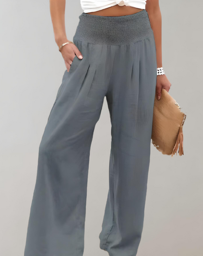 Erica | Wijde Plooi Broek | Elegante Casual Stijl | Lichtgewicht Stof
