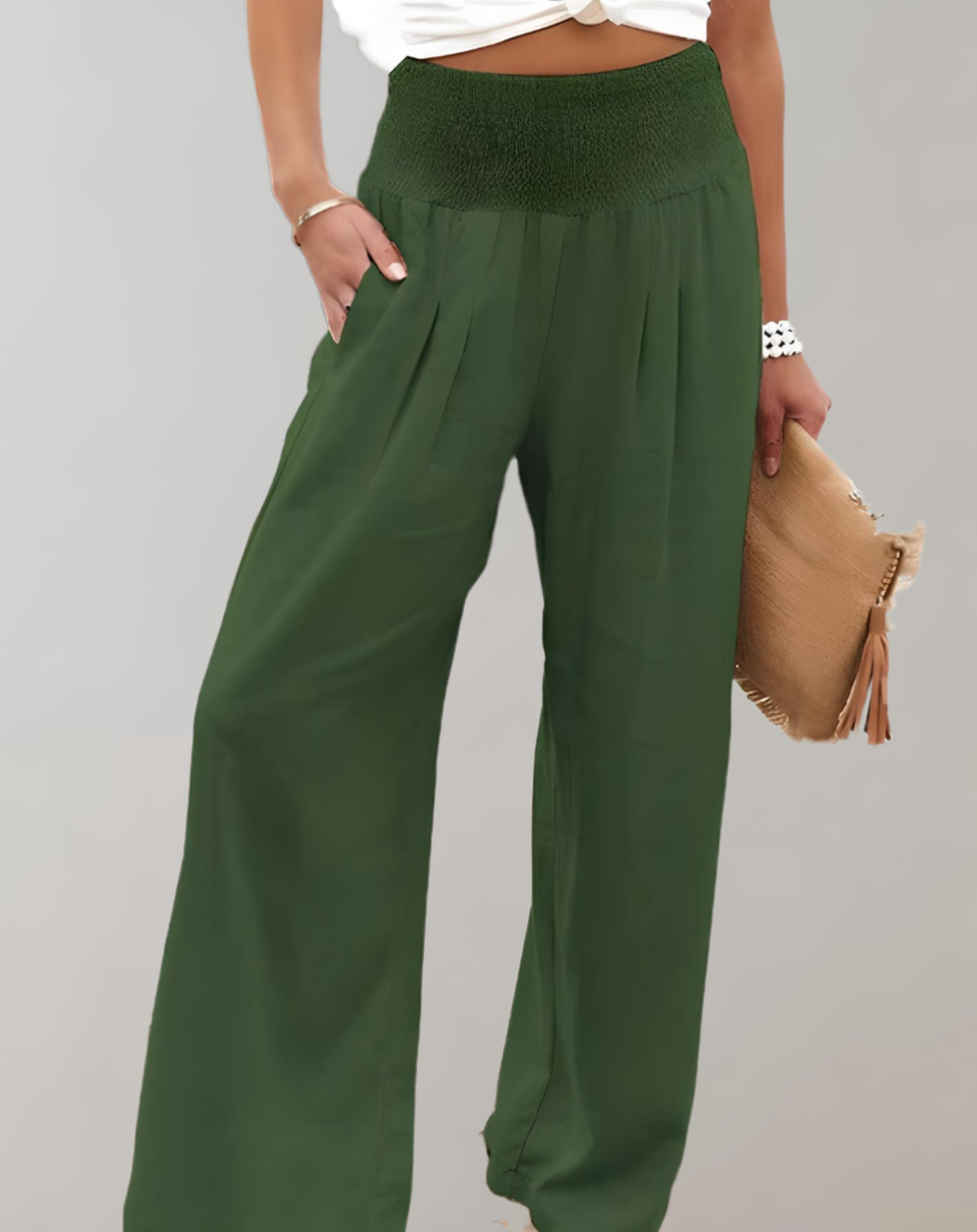 Erica | Wijde Plooi Broek | Elegante Casual Stijl | Lichtgewicht Stof