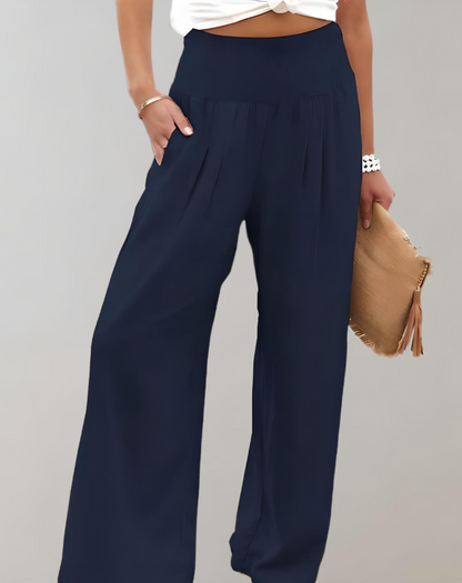 Erica | Wijde Plooi Broek | Elegante Casual Stijl | Lichtgewicht Stof