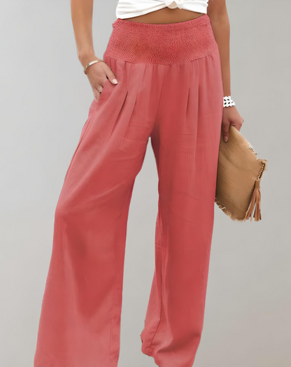 Erica | Wijde Plooi Broek | Elegante Casual Stijl | Lichtgewicht Stof