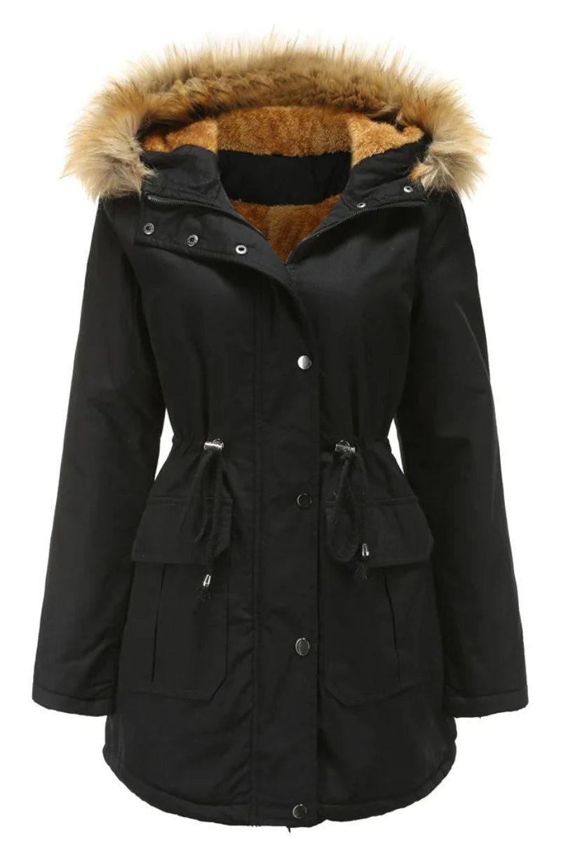 Winterparka met capuchon van imitatiebont voor dames - Fiene