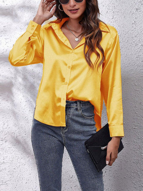 Karin | Zijdeachtige Lange Mouwen Damesblouse