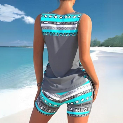 Freya - Tankini met Geometrische Print en V-halslijn