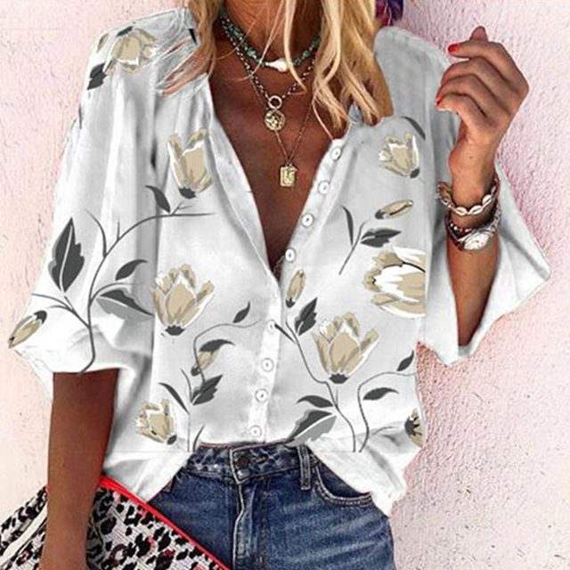 Blouse Dames Bloemenprint Luchtig en Comfortabel Ideaal voor Zonnige Dagen