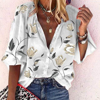 Blouse Dames Bloemenprint Luchtig en Comfortabel Ideaal voor Zonnige Dagen