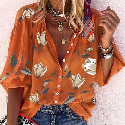 Blouse Dames Bloemenprint Luchtig en Comfortabel Ideaal voor Zonnige Dagen