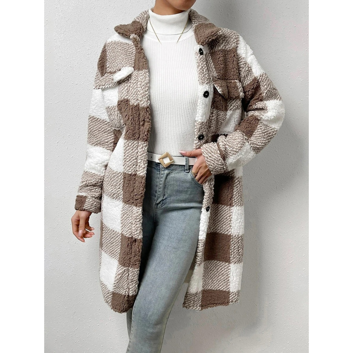 Rebeca Jas | Warm checked fleece jacket