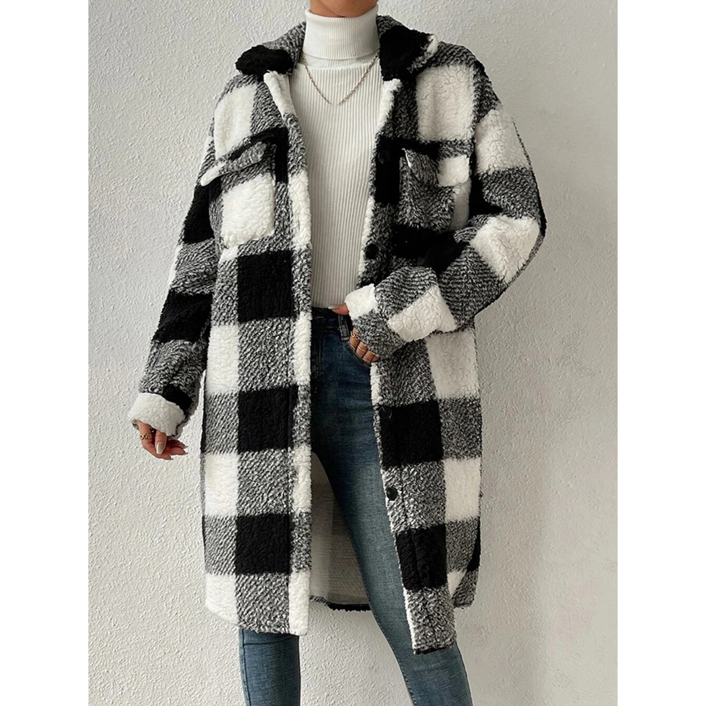 Rebeca Jas | Warm checked fleece jacket