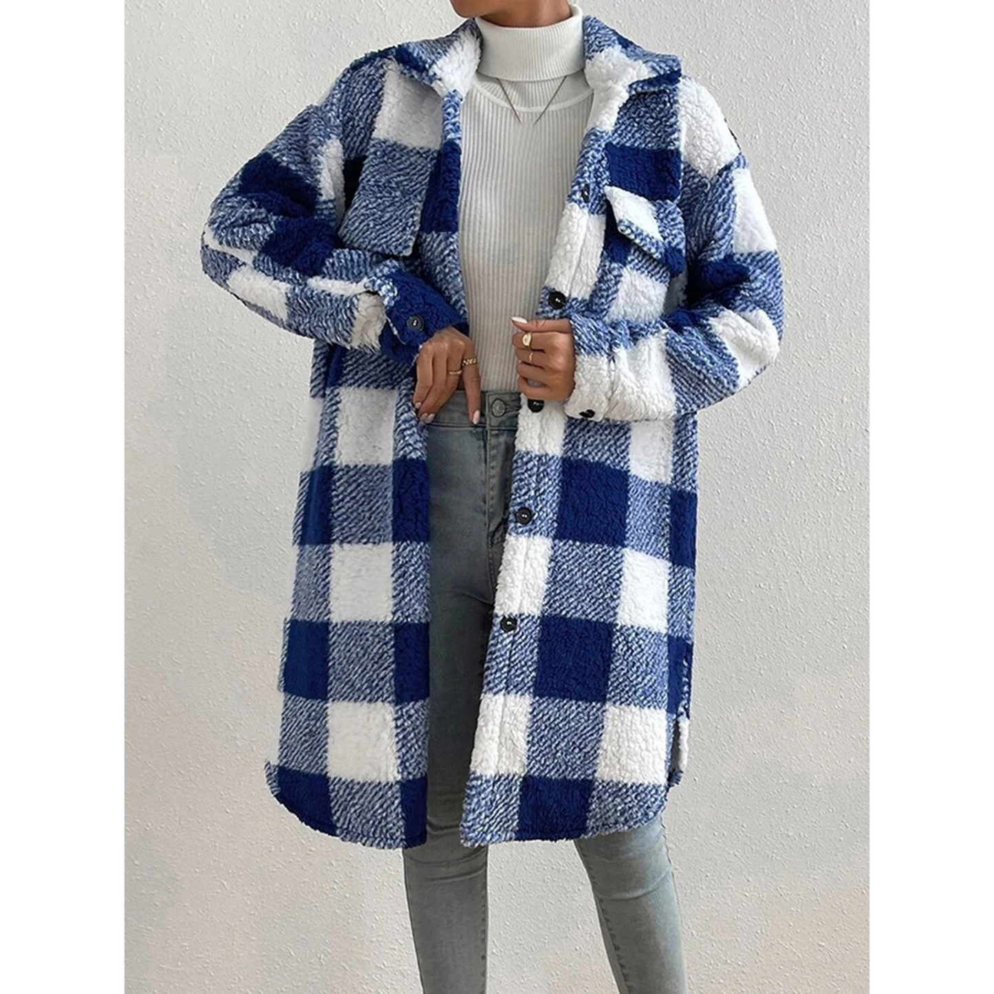 Rebeca Jas | Warm checked fleece jacket