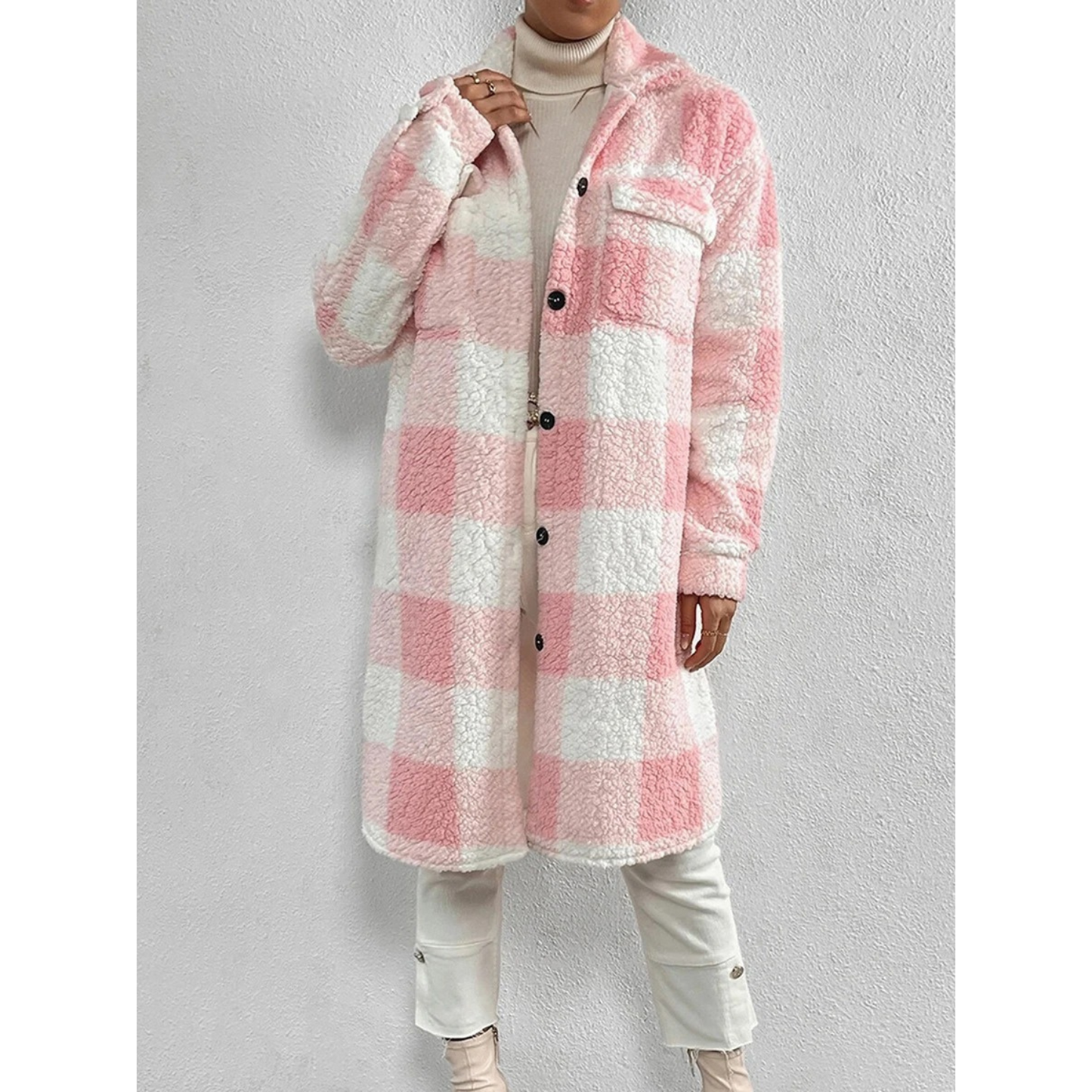 Rebeca Jas | Warm checked fleece jacket