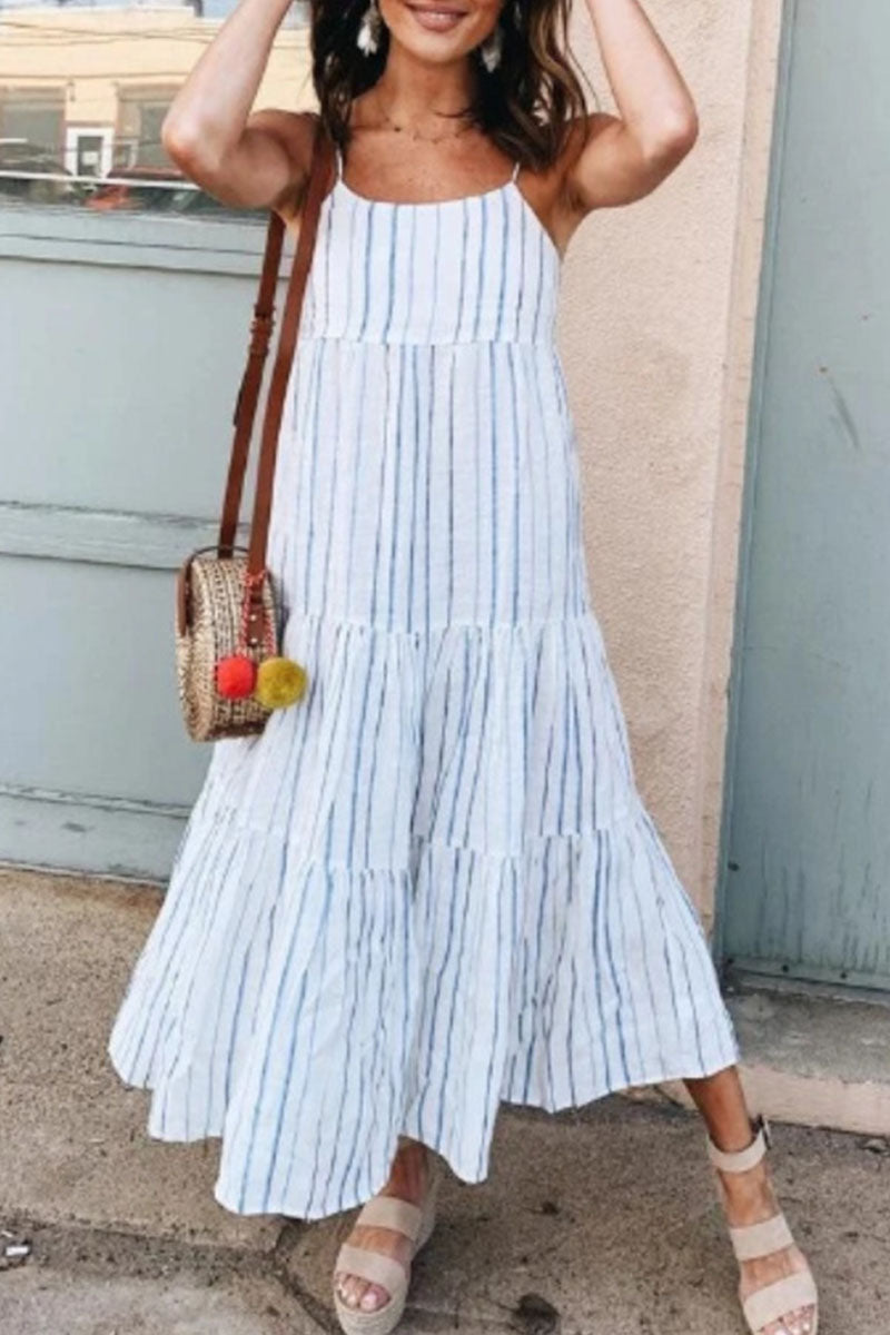 Giuliana Strapless jurk met dunne bandjes en gestreepte patches, zachte modeIndira