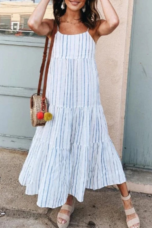 Giuliana Strapless jurk met dunne bandjes en gestreepte patches, zachte modeIndira