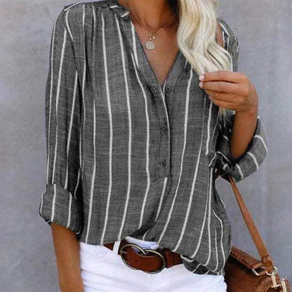 Gestreepte Blouse - Casual Chic - Luchtig - Ideaal voor Kantoor en Weekend