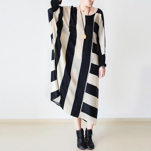Gremma Gestreepte maxi jurk unieke stijl herfst