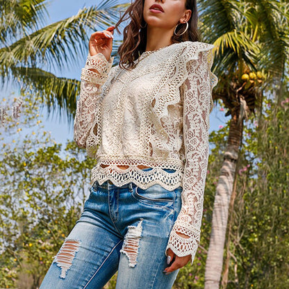 Unelia Blouse | Lange Mouwen Kanten Blouse