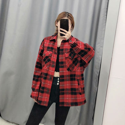 ALICE Surchemise en laine carreaux décontracté oversized