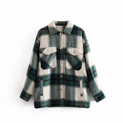 ALICE Surchemise en laine carreaux décontracté oversized