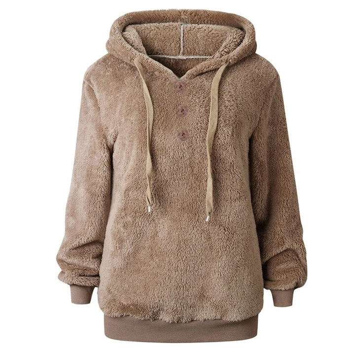 Susi - donzige dames fleece sweater met capuchon