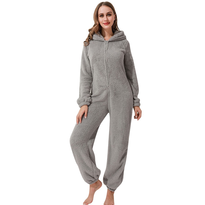 Winter Pluche Jumpsuit | Gevoerde Lange Mouw Pyjama