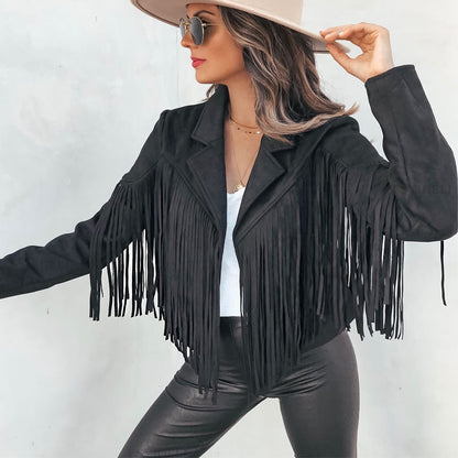 Orianne Jas | Chic Fringe Coat with Western Flair