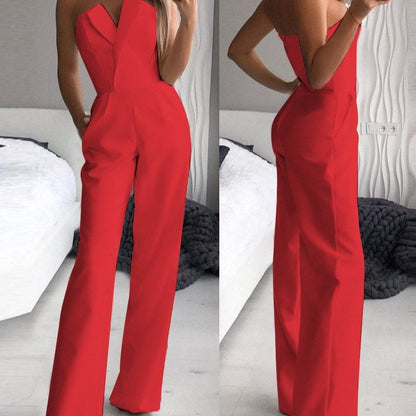 Sophie - Rode mouwloze jumpsuit