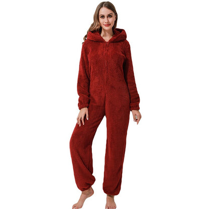 Winter Pluche Jumpsuit | Gevoerde Lange Mouw Pyjama