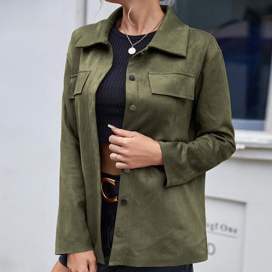 Ourania Jacket | Stylish Suede Button-Up Jacket