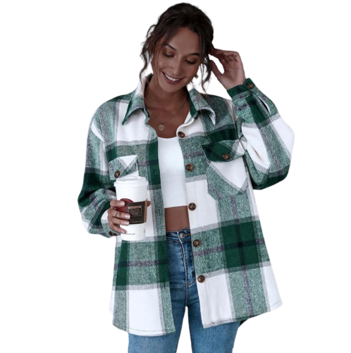 ALICE Surchemise en laine carreaux décontracté oversized
