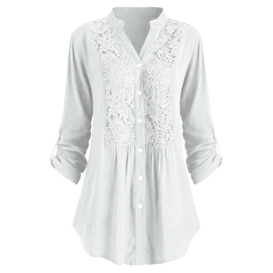 Hailei | Lange blouse met pofmouwen