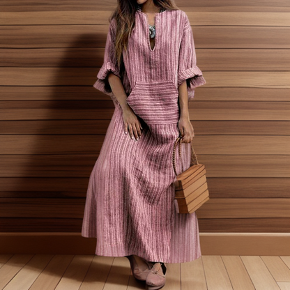 Hailey┃Vintage maxi jurk met halslijn in strepen