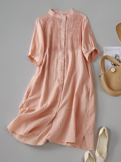 Hana Artistiek Retro Geplooide Jurk