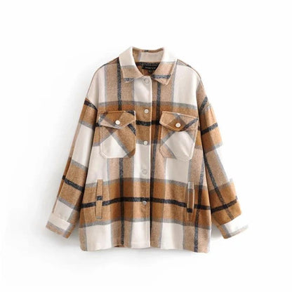 ALICE Surchemise en laine carreaux décontracté oversized
