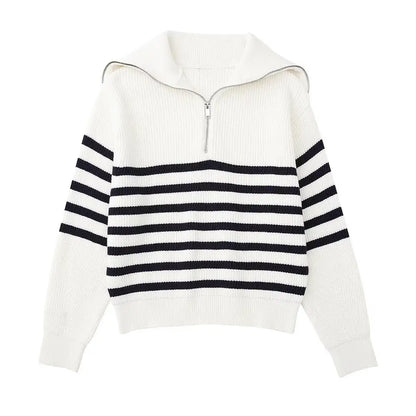 Heidi Fashion Retro Halflang Sweatshirt met Streepjes