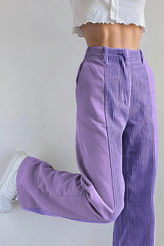 Isabella | Corduroy Broek met Patchwork | Creatieve Stijl | Comfortabele Fit