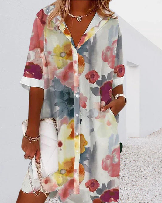 Irma Losse overhemdjurk met halflange mouwen