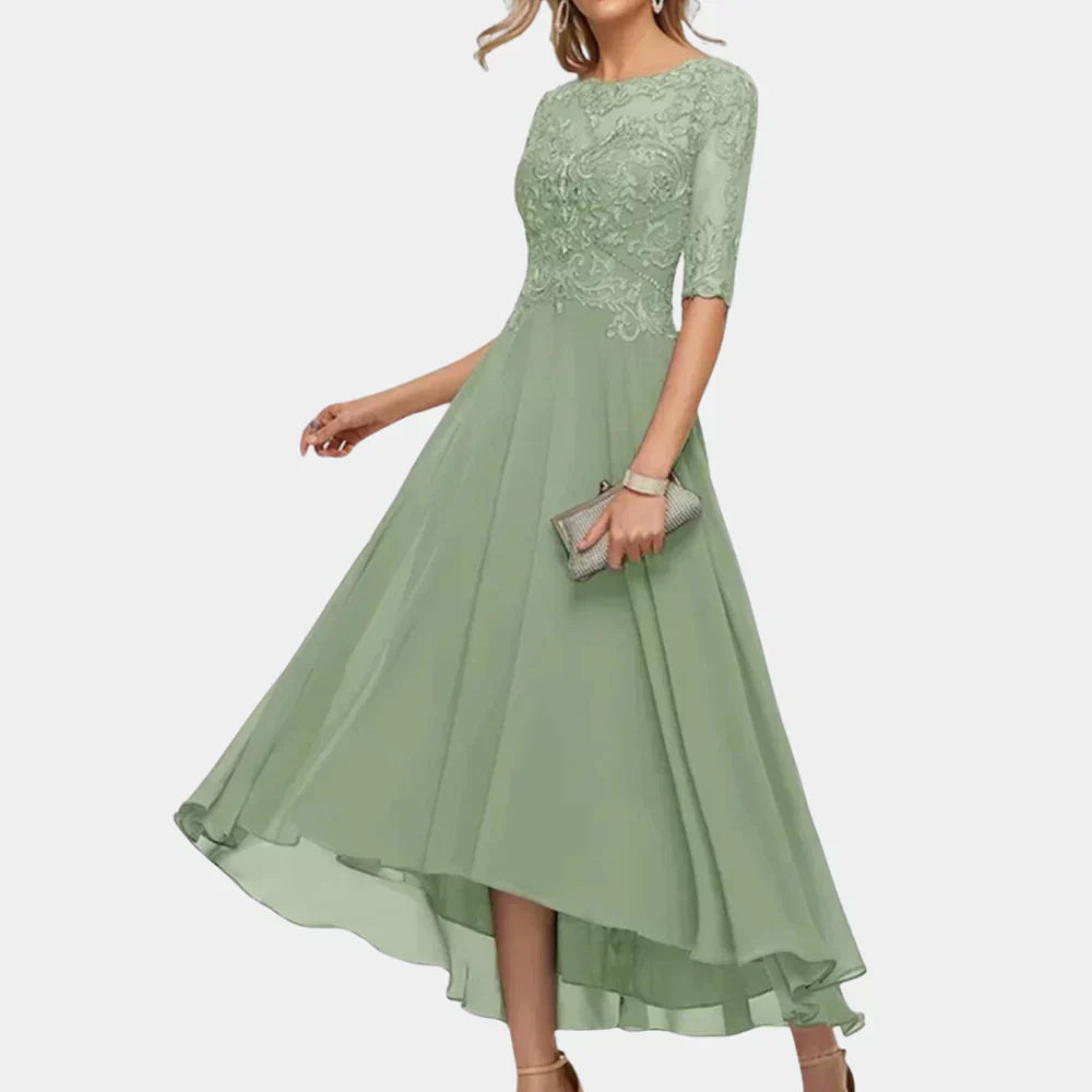 Elegante damesjurk van chiffon, tot op de enkels