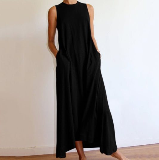 June - Mouwloze maxi-jurk met eenvoudige ronde halslijn